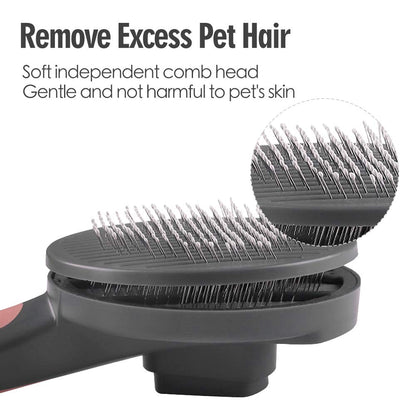 Dogs Brush Cat Brush,Self Cleaning Brush for Dog Grooming,Pet Grooming Brush with Massages Particle for Dogs and Cats with Long/Short Hair (Pink)